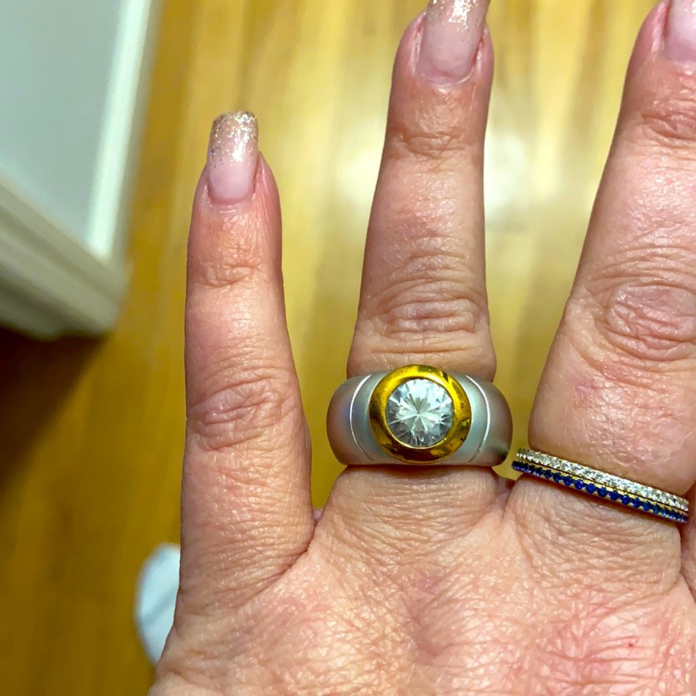 Brushed Silver & Gold-tone Ring, size 9